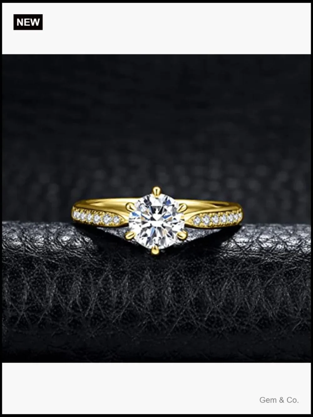 1ct Moissanite Solitaire Engagement Ring, 925 Sterling Silver, Round Cut